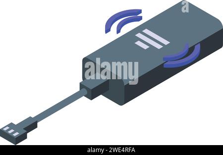Symbol des Fernbedienungs-Trackers isometrischer Vektor. Daten zentrieren. Spurweite feststecken Stock Vektor