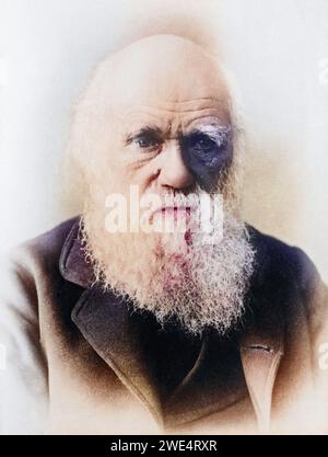 Charles Darwin 1809 1882 englischer Naturfoscher, Historisch, digital restaurierte Reproduktion von einer Vorlage aus dem 19. Jahrhundert, Datum nicht angegeben Stockfoto