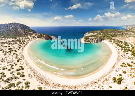 Der berühmte Strand Voidokilia in der Nähe der Stadt Pylos in Messinia, Griechenland Stockfoto