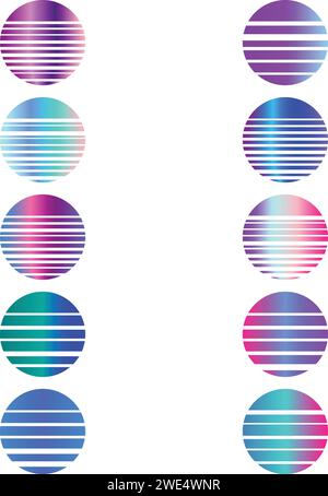 Ein abstraktes, trendiges, transparentes Neondesign im Retro-Look. Stock Vektor