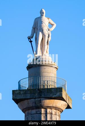 Statue von General Rowland Hill auf der Lord Hill's Column, Shrewsbury, Shropshire. Stockfoto