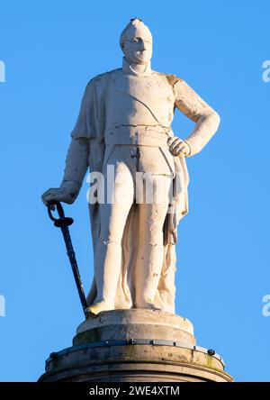 Statue von General Rowland Hill auf der Lord Hill's Column, Shrewsbury, Shropshire. Stockfoto