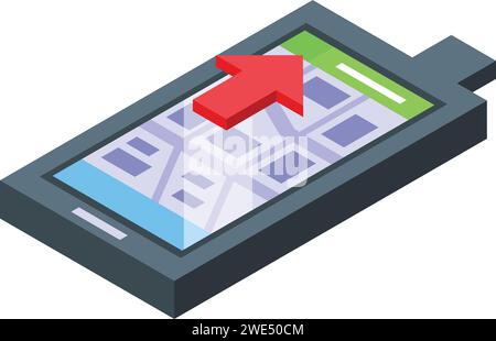 Kartensymbol gps Tracker isometrischer Vektor. Stadtzentrum. Fahrzeugsteuerung Stock Vektor