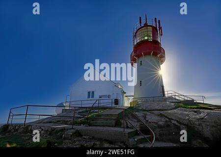 Norwegen, Lindesnes Fyr, Leuchtturm am Südkap, meistfotografierter Leuchtturm Norwegens Stockfoto