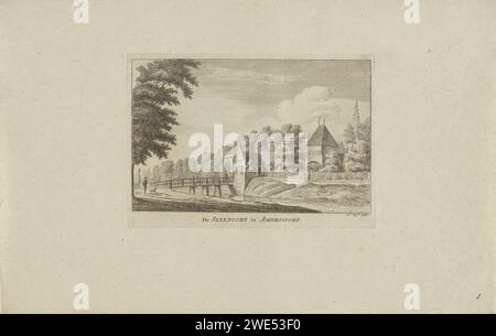 Blick auf den Slijkpoort in Amersfoort, Hendrik Spilman, 1742 - 1784 Print Blick auf den Slijkpoort in Amersfoort mit einer Brücke über den Singel und ganz rechts das Onze-Lieve-Vrouwetoren. Haarlem Papierätzung / Gravur Stadttor. Brücke Slijkpoort. Onze-Lieve-Vrouwetoren Stockfoto