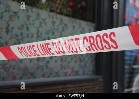 London, Großbritannien. Januar 2024. Ein Polizeivideo, das am Tatort in London gesehen wurde. (Credit Image: © Steve Taylor/SOPA Images via ZUMA Press Wire) NUR REDAKTIONELLE VERWENDUNG! Nicht für kommerzielle ZWECKE! Stockfoto