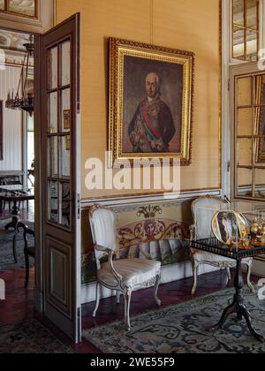 Palacio Nacional de Queluz Nationalpalast. Gemälde von König Dom Joao VI. Sintra, Portugal Stockfoto