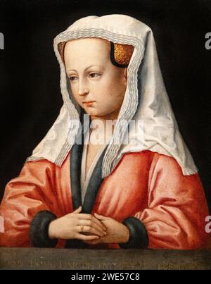 Kopie nach Jan van Eyck Malerei; Ein Porträt von Bonne d’Artois (1396–1425); gemalt im 16. Jahrhundert aus Motiven von Van Eycks Werken. Stockfoto