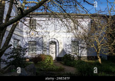 Totnes, Devon, Großbritannien - 16. Januar. Blick auf das Presbyterium in Totnes, Devon am 16. Januar 2024 Stockfoto