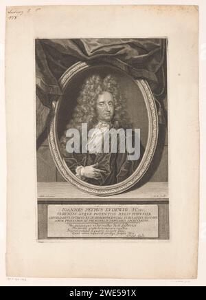 Porträt van Johann Peter von Ludewig, Martin Bernigeroth, nach Georg Balthasar von Sand, 1720 Druck Leipziger Papierstich historischer Personen Stockfoto
