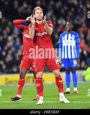 Craig Dawson of Wolves während des Premier League-Spiels zwischen Brighton und Hove Albion und Wolverhampton Wanderers im American Express Stadium, Brighton, UK - 22. Januar 2024 Foto Simon Dack / Telefoto Images. Nur redaktionelle Verwendung. Kein Merchandising. Für Football Images gelten Einschränkungen für FA und Premier League, inc. Keine Internet-/Mobilnutzung ohne FAPL-Lizenz. Weitere Informationen erhalten Sie bei Football Dataco Stockfoto