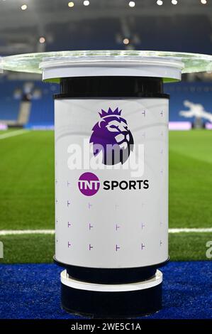 TNT Sports TV-Berichterstattung während des Premier League-Spiels zwischen Brighton und Hove Albion und Wolverhampton Wanderers im American Express Stadium, Brighton, UK - 22. Januar 2024 Foto Simon Dack / Telefoto Images. Nur redaktionelle Verwendung. Kein Merchandising. Für Football Images gelten Einschränkungen für FA und Premier League, inc. Keine Internet-/Mobilnutzung ohne FAPL-Lizenz. Weitere Informationen erhalten Sie bei Football Dataco Stockfoto