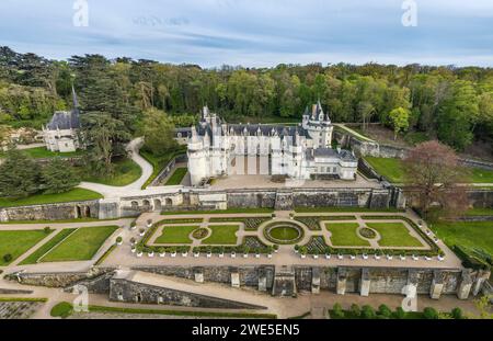 Château d&#39;Burg Ussé und Burggarten, Ussé, Rigny-Ussé, Schlösser Loire, Loire-Tal, UNESCO-Weltkulturerbe Loire-Tal, Frankreich Stockfoto