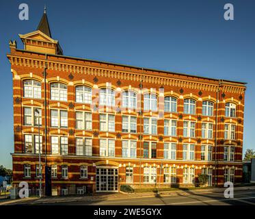 Route des industriellen Erbes: Ehemalige Strumpfwarenfabrik Esche (1886) des Textilherstellers Herbert Eugen Esche, Chemnitz, Sachsen Stockfoto