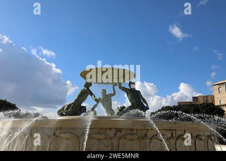 Tritons-Brunnen in Valletta Stockfoto