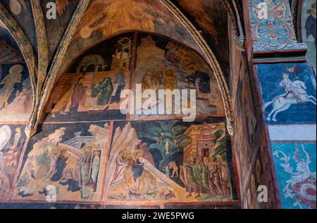 Russisch-byzantinische Fresken in der Dreifaltigkeitskirche (Dreifaltigkeitskapelle; Dreifaltigkeitskirche; Dreifaltigkeitskapelle, Kaplica Zamkowa Trójcy Święt) Stockfoto