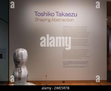 Toshiko Takaezu gestaltet die Abstraktionsshow im Museum of Fine Arts in Boston, MA Stockfoto