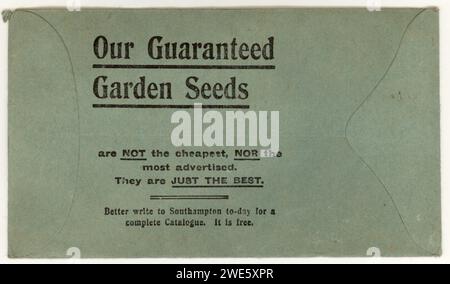 Rückseite des ursprünglichen Toogood's Seeds-Pakets aus den frühen 1900er Jahren, Brachycome, Samenmann von König George V. (und dem verstorbenen Edward) Stockfoto