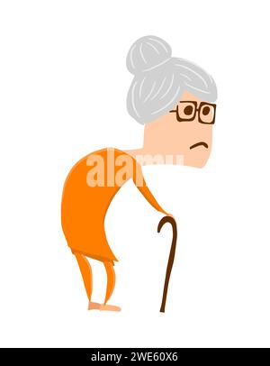 Alte Dame. Handzeichnung. Nicht AI, Vektorillustration Stock Vektor