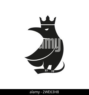 Schwarzes Rabenkrähen-Logo isoliert auf weißem Hintergrund Stock Vektor