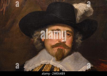 Amsterdam, Niederlande. Januar 2024. Nahaufnahme von Gesichtern aus Gemälden von Rembrandt van Rijn. Hochwertige Fotos Stockfoto