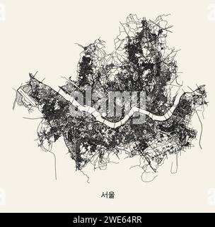 Stadtplan von Seoul Südkorea Stock Vektor