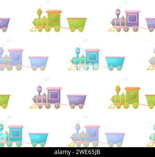 Niedliches nahtloses Kindermuster mit Zügen. Kreative Textur für Kinder für Stoffe, Verpackungen, Textilien, Tapeten, Bekleidung. Vektorabbildung Stock Vektor