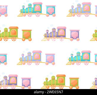 Niedliches nahtloses Kindermuster mit Zügen. Kreative Textur für Kinder für Stoffe, Verpackungen, Textilien, Tapeten, Bekleidung. Vektorabbildung Stock Vektor