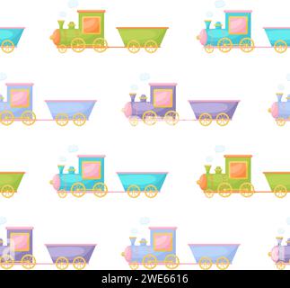 Niedliches nahtloses Kindermuster mit Zügen. Kreative Textur für Kinder für Stoffe, Verpackungen, Textilien, Tapeten, Bekleidung. Vektorabbildung Stock Vektor