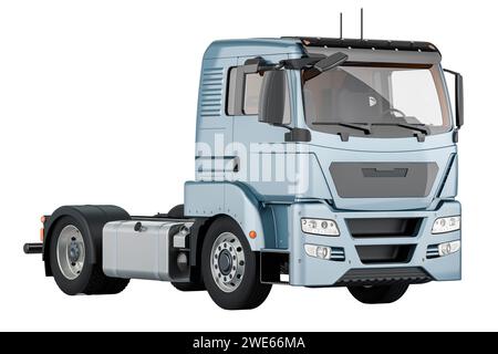 Zugmaschine, LKW. 3D-Rendering isoliert auf weißem Hintergrund Stockfoto