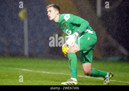 Barnsley Torhüter Liam Roberts während des Spiels der Sky Bet League One im Kassam Stadium in Oxford. Bilddatum: Dienstag, 23. Januar 2024. Stockfoto