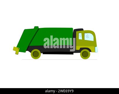 Müllwagen Cartoon Vektor Illustration. Umweltfreundlicher Lkw. Stock Vektor