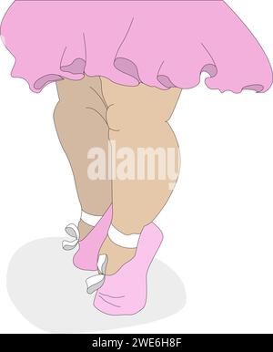 Schöne Füße von Babyballerina im flachen Cartoon-Stil. Stock Vektor