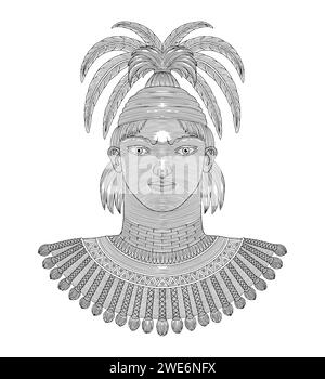 Alte maya-Krieger, Vintage Gravur Zeichnung Stil Illustration Stock Vektor
