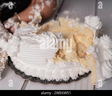 Ein Jahr alter Kuchen zertrümmert Kuchen Stockfoto