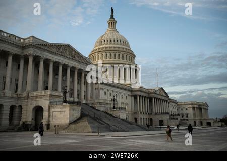 Washington, USA. Januar 2024. Eine allgemeine Ansicht des Kapitolgebäudes in Washington, DC, am Dienstag, den 23. Januar, 2024. (Graeme Sloan/SIPA USA) Credit: SIPA USA/Alamy Live News Stockfoto