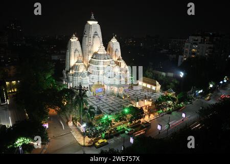 Birla Mandir ist dem hinduistischen Gott Lord Krishna und seiner Gemahlin Radha geweiht. Kalkutta, West Brngal, Indien. Stockfoto