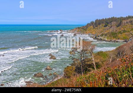 Rocky Bay an der kalifornischen Küste im Sue Meg State Park Stockfoto