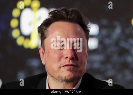 Krakau, Polen. Januar 2024. Elon Musk von RPA nimmt an der Konferenz European Jewish Association in Doubletree by Hilton in Krakau Teil. Konferenz zum Antisemitismus. Quelle: SOPA Images Limited/Alamy Live News Stockfoto