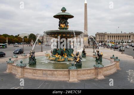 Fontaine des Mers am Place de la Concorde Paris Frankreich Stockfoto