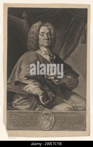 PortraT van Franz Ferdinand von Kuenburg, Johann Kenckel, nach Peter Brandl, 1713 - 1722 Druck mit lateinischer Unterschrift. Printmacher: Nürnberg Malerei von: Prag Verlag: Nürnbergneurenberger Papier, das historische Personen graviert. Waffenlager, Heraldik. Buch. erzbischof, Bischof usw. (Römisch-Katholisch) Stockfoto