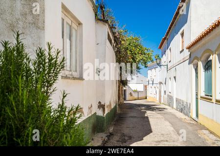 Niedliche Straße in Almodovar, traditionelle Alentejo Region, Portugal Stockfoto