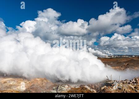 Gunnuhver Hochtemperaturgebiet, in der Nähe von Grindavik, Reykjanes Halbinsel, Island Stockfoto