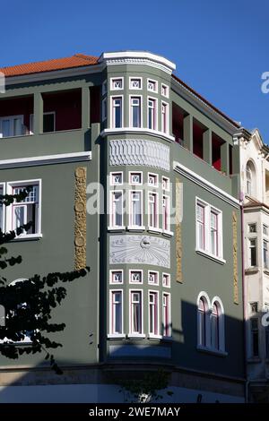 Jugendstil, Wohngebäude, Rua ECA de Queiros, Braga, Portugal Stockfoto