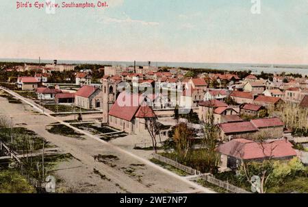 BirdsEye Blick auf Southampton Ontario Kanada, ca. 1910er Jahre Postkarte. Nicht identifizierter Fotograf Stockfoto