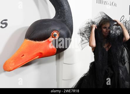 New York, Usa. Januar 2024. Sonja Morgan kommt auf dem roten Teppich bei FX's 'Fehd: Capote VS. The Swans' New York Premiere im Museum of Modern Art am Dienstag, den 23. Januar 2024 in New York City. Foto: John Angelillo/UPI Credit: UPI/Alamy Live News Stockfoto