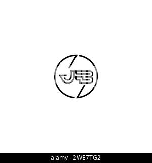 JB Simple Outline Concept Logo und Kreis des ursprünglichen Designs schwarz-weiß Hintergrund Stock Vektor