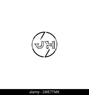 JH Simple Outline Concept Logo und Kreis des ursprünglichen Designs schwarz-weiß Hintergrund Stock Vektor