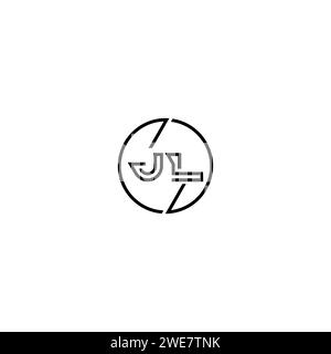 JL Simple Outline Concept Logo und Kreis des ursprünglichen Designs schwarz-weiß Hintergrund Stock Vektor