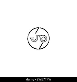 JO Simple Outline Concept Logo und Kreis des ursprünglichen Designs schwarz-weiß Hintergrund Stock Vektor